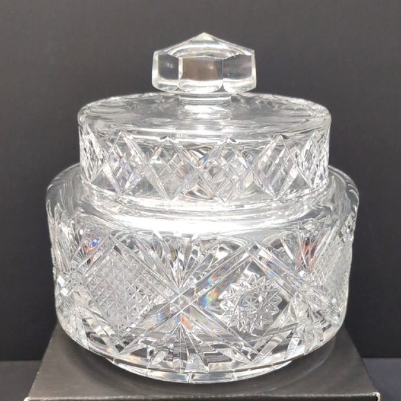 Vintage European Crystal Cut Glass Jar with Lid. - Picture 1 of 10